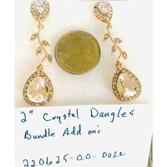 JQ# Striking 2” dangle crystal earrings with gold tone settings.SOLD ! - Picture 6 of 6